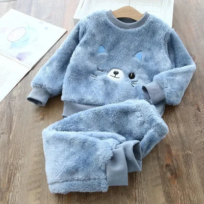 Conjuntos de pijama de urso infantil, tops e calças, pijamas infantis, conjuntos de roupas de menina, 2 a 6 anos, roupas de inverno, meninos, 2 peças