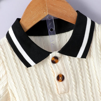 Camisa com colarinho polo masculino, terno simples para bebê, combinando cores, casual e solto, estilo universitário, senso de design, moda, verão