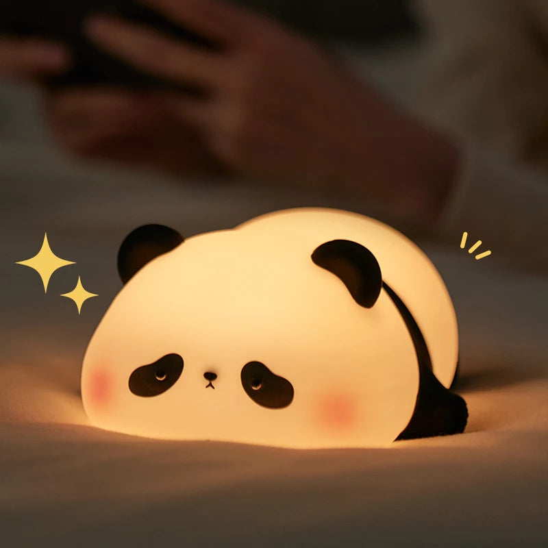 Panda led night light bonito silicone night light usb recarregável toque noite lâmpada quarto cronometragem decoração presente das crianças