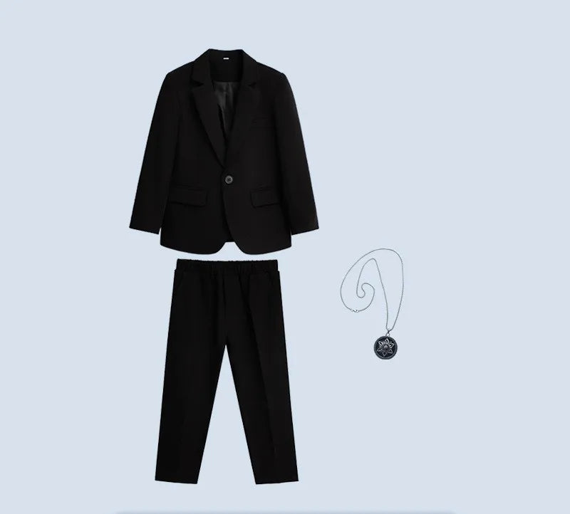 Jaqueta blazer sólida e calças para crianças, smoking formal, conjuntos de roupas infantis, traje britânico, terno de lazer adolescente, moda