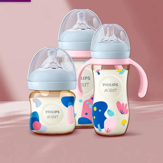 PHILIPS AVENT Garrafas PPSU para bebês recém-nascidos reduzem a flatulência de 0 a 6 meses ou mais material TPE alça antiderrapante à prova de rosca