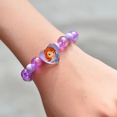 Nova disney kawaii frisado pulseira elsa anna congelado princesa anime jóias bonito espumante grânulo pulseira meninas crianças presentes de aniversário