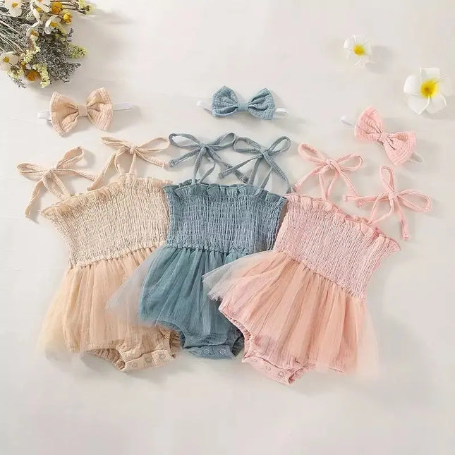 Conjunto Bebê Romper com Faixa de Cabelo
