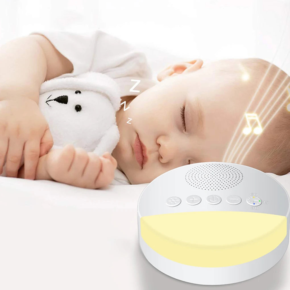 Máquina de ruído branco para crianças, jogador de som do sono, luz noturna, temporizador, recarregável, desligamento temporizado, usb