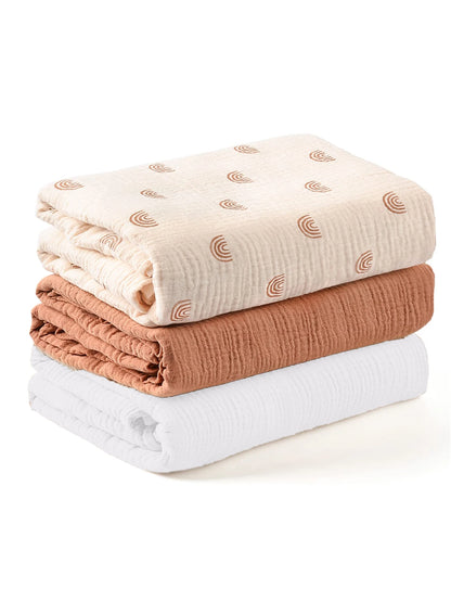 Macio Respirável Musselina Swaddle Cobertor para o Bebê Recém-nascido, Recebendo Cobertor, 3Pcs por Conjunto