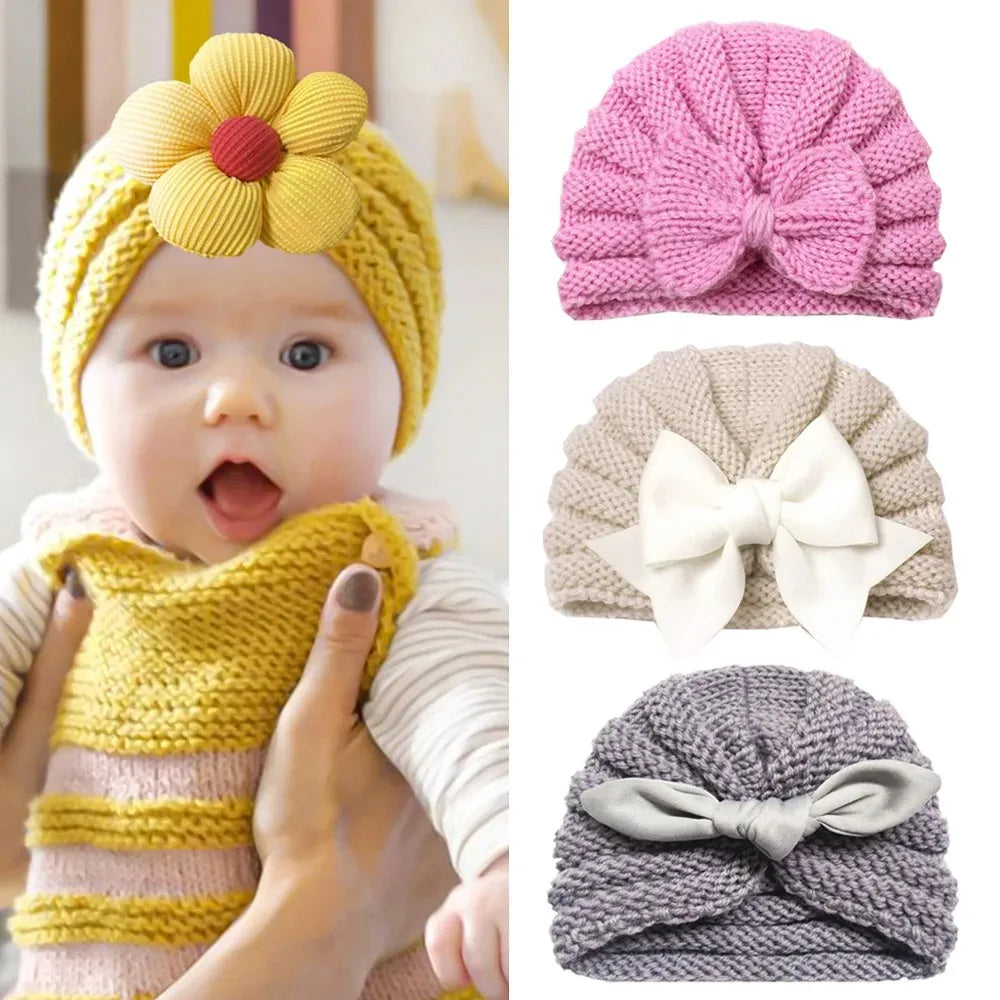 Chapéu de malha para bebê recém-nascido Chapéus infantis turbante para criança, chapéus para meninas e meninos, boné de malha, acessórios infantis, inverno