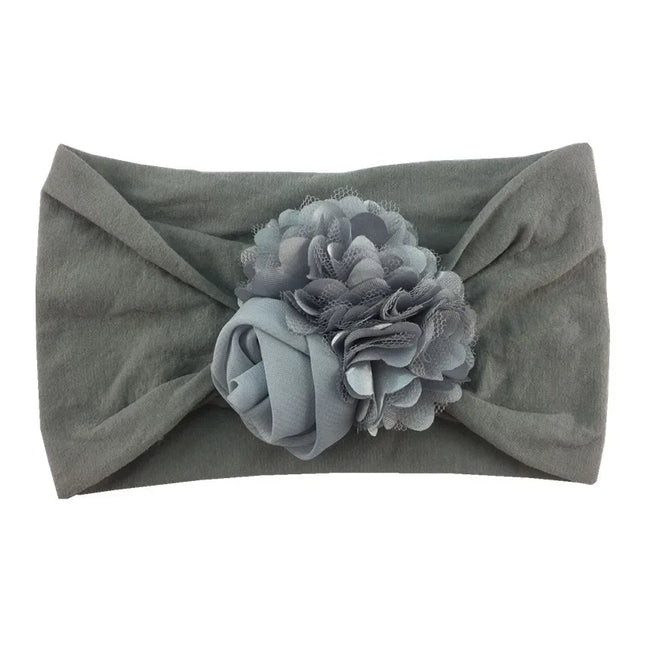 Soft Stretch Flower Knot Headband para crianças, Wide Nylon Headwraps, Baby Girls Hair Bands, Photo Props, Acessórios para recém-nascidos