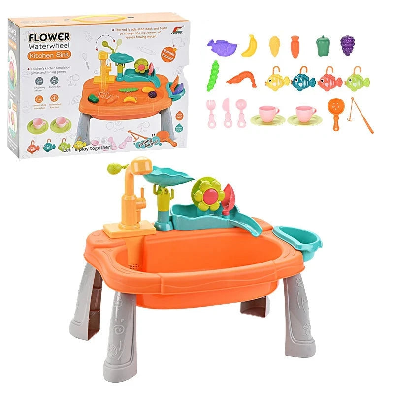 Crianças pia da cozinha brinquedos máquina de lavar louça elétrica jogando brinquedo com água corrente fingir jogar comida pesca brinquedo role playing meninas brinquedos