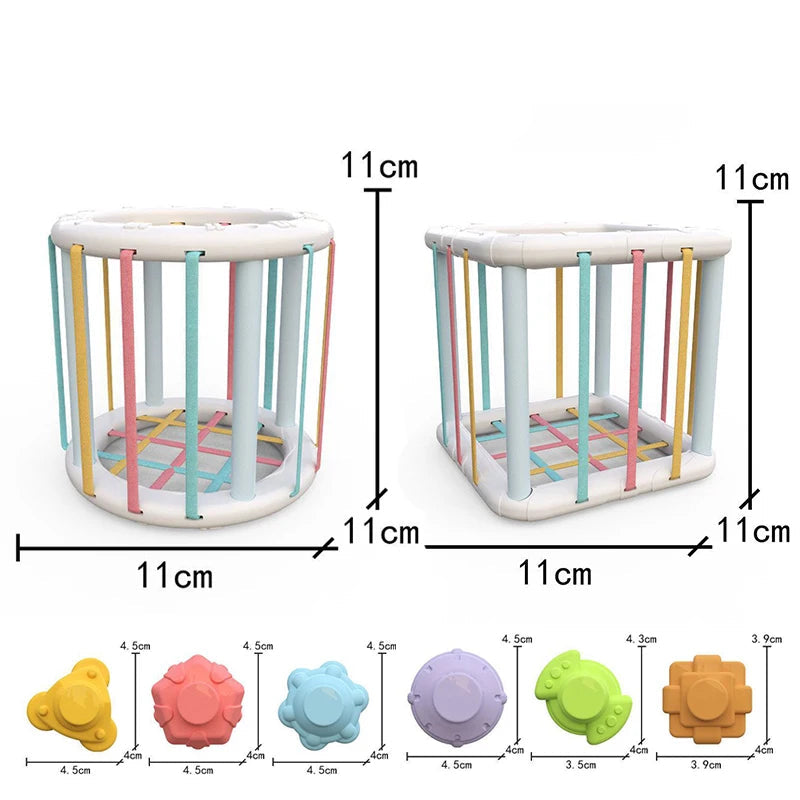Blocos de classificação de cubo colorido para bebê, Bin sensorial, brinquedos educativos Montessori, jogo para menino e menina de 1 e 2 anos
