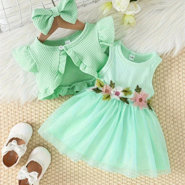 Vestido de renda sem mangas para menina recém-nascida, top curto, com design de flores, cintura, para o verão, para bebê, 2019