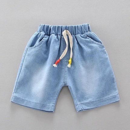 Conjuntos de t-shirt e shorts jeans de algodão infantil, roupas de bebê bonito, versão coreana, verão