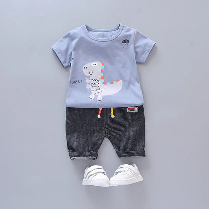 Conjunto de t-shirts e calções infantis, roupa de bebé menina, fatos de treino infantis, fato casual infantil, verão, novo, 2 peças