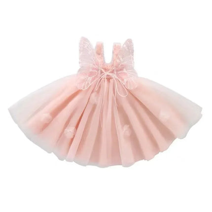 2025 novas meninas vestido asa sem mangas crianças roupas de verão vestidos de princesa festa vestidos de bebê para crianças roupas 1-8y