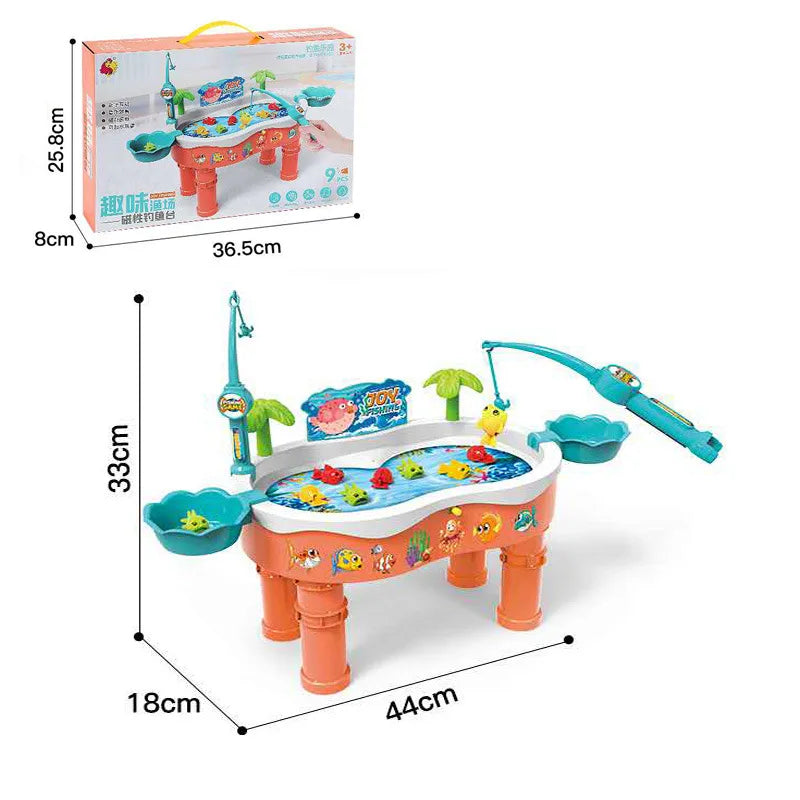 Brinquedo de pesca elétrico com música luzes para crianças, piscina de pesca magnética, água tabela, Montessori Activity Game para meninos e meninas