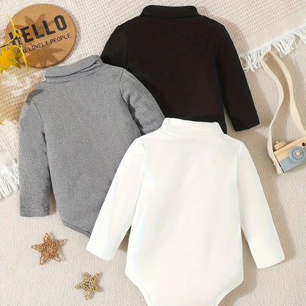 Roupas de veludo monocromáticas para bebês, confortáveis e quentes, manga comprida, gola alta, triângulo simples, roupas casuais, 3 peças, outono e inverno