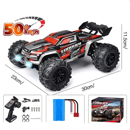 Carro com controle remoto LED para crianças, 1:16, 70 kph ou 50 kph, 4WD, monstro de alta velocidade Drift, caminhão 4x4, Wltoys 144001 Brinquedos