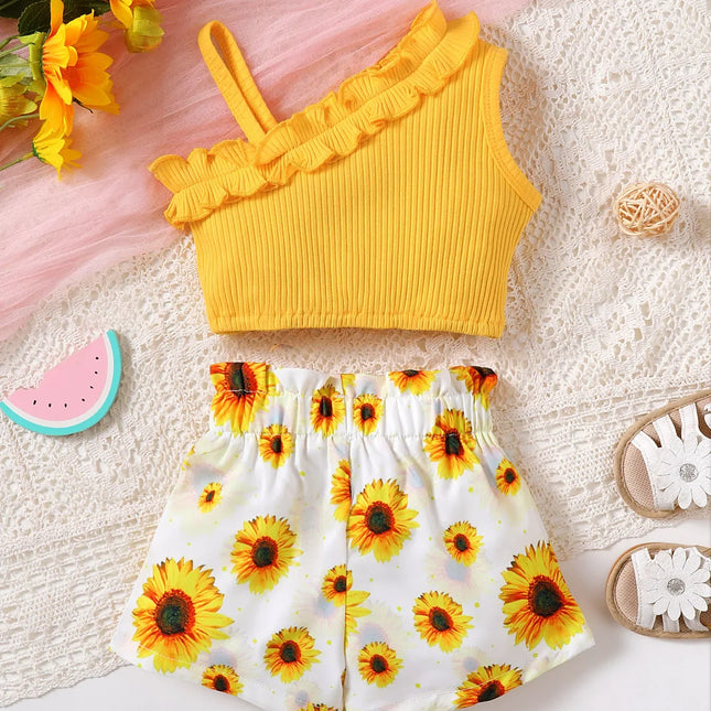 Conjunto de roupas de algodão sem mangas do recém-nascido, estampa do arco grande, casual diário, novo, verão