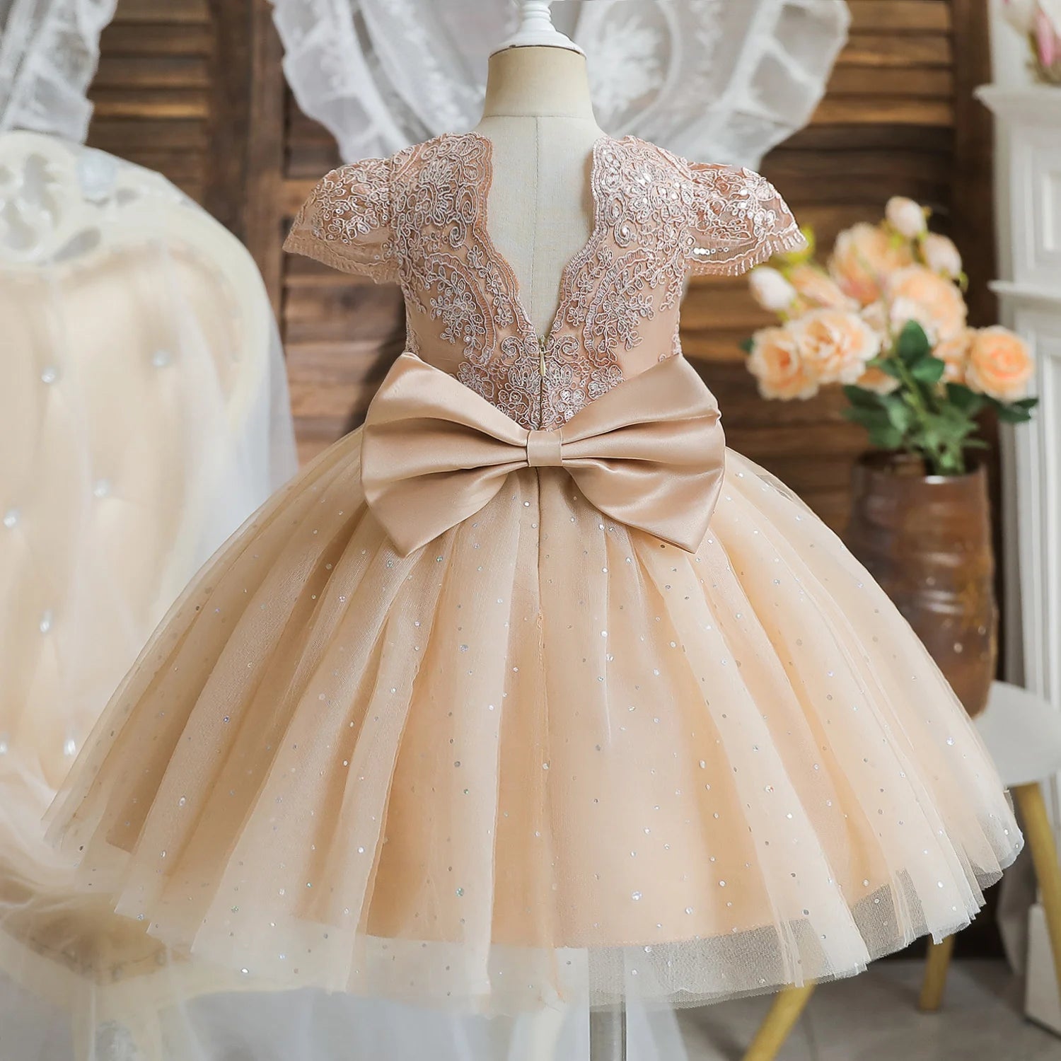 Vestidos de festa de primeiro aniversário para meninas, vestido curto de princesa com laço fofo de tule para casamento de 1 a 5 anos