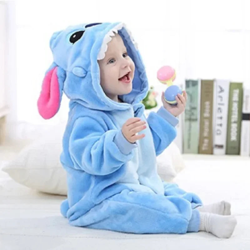 Macacão de bebê ponto macacões crianças cosplay inverno flanela uma peça com capuz jumpers geral menina cresce menino crescimentos roupa bebe