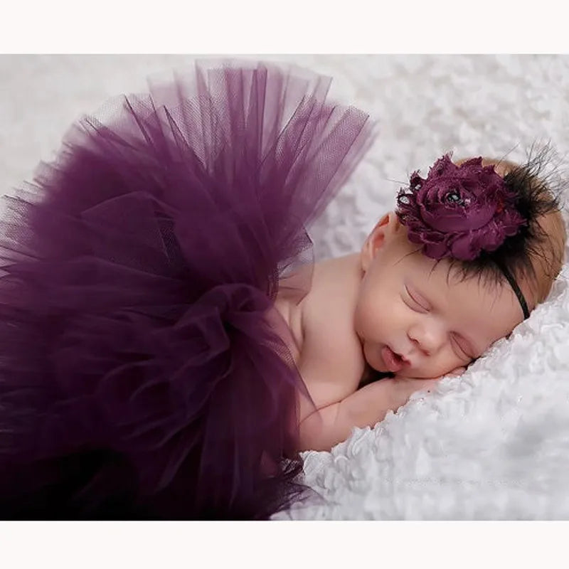 Adereços para fotografia de bebê recém-nascido, fantasia infantil de princesa fofa com faixa de cabeça de flor, acessórios para meninas, vestido de saia tutu