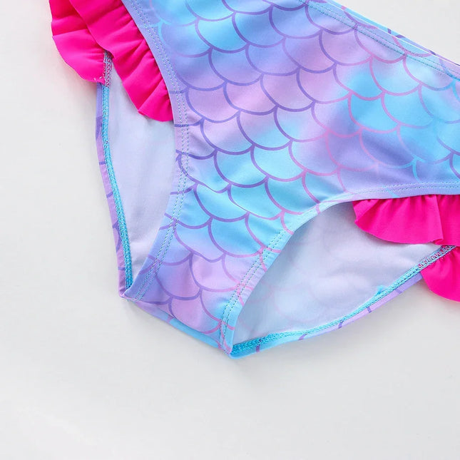 Maiô de biquíni infantil em escala sereia, moda feminina