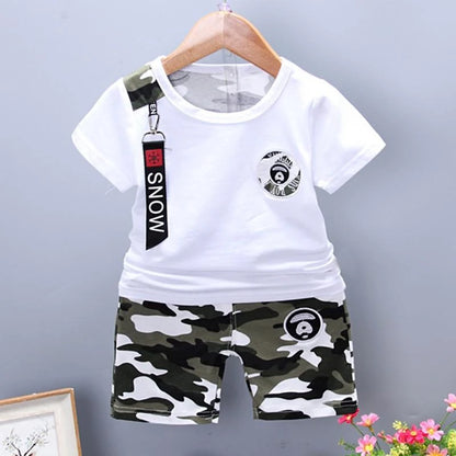 Conjunto de camiseta e shorts de manga curta para bebês, roupas infantis, moda infantil, conjuntos de roupas casuais, verão