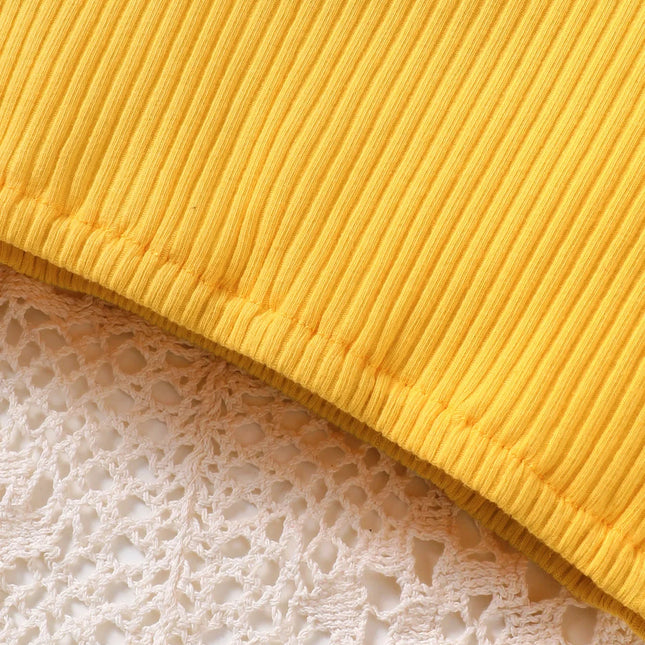 Conjunto de roupas de algodão sem mangas do recém-nascido, estampa do arco grande, casual diário, novo, verão