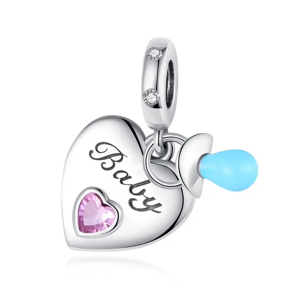 S925 Sterling Silver Baby Chupeta Pingente, Dangle Charm Fit Pulseira, colares bonitos das crianças, acessórios de jóias