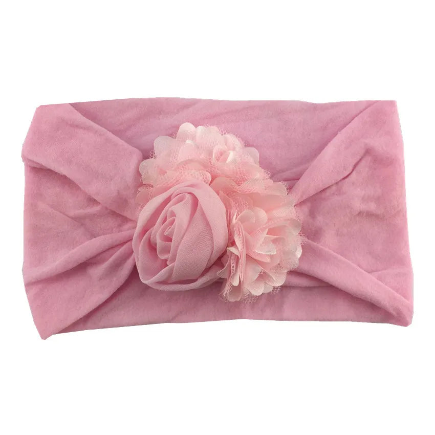 Soft Stretch Flower Knot Headband para crianças, Wide Nylon Headwraps, Baby Girls Hair Bands, Photo Props, Acessórios para recém-nascidos