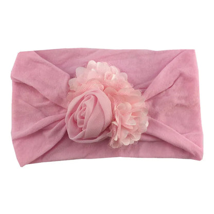 Soft Stretch Flower Knot Headband para crianças, Wide Nylon Headwraps, Baby Girls Hair Bands, Photo Props, Acessórios para recém-nascidos