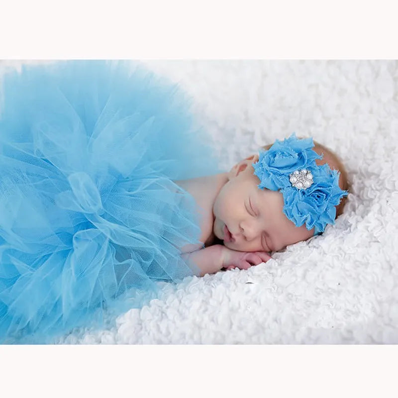 Adereços para fotografia de bebê recém-nascido, fantasia infantil de princesa fofa com faixa de cabeça de flor, acessórios para meninas, vestido de saia tutu