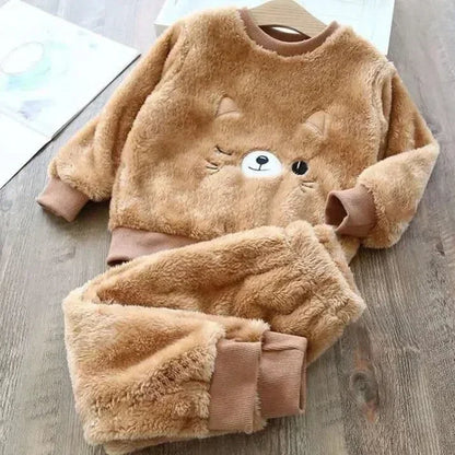 Conjuntos de pijama de urso infantil, tops e calças, pijamas infantis, conjuntos de roupas de menina, 2 a 6 anos, roupas de inverno, meninos, 2 peças