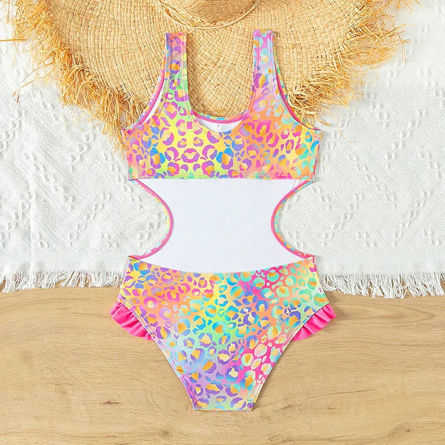 Maiô colorido e brilhante para meninas, maiô de peça única para meninas adolescentes, banho plissado com arco, roupa de praia verão, roupa de banho