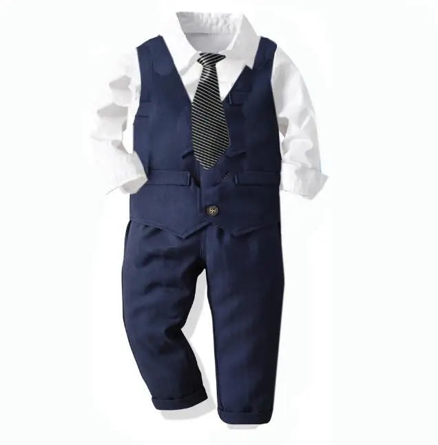 Crianças cavalheiro traje de casamento menino roupas formais desempenho terno baile festa gravata blazer dia das crianças meninos uniforme escolar 1-9t