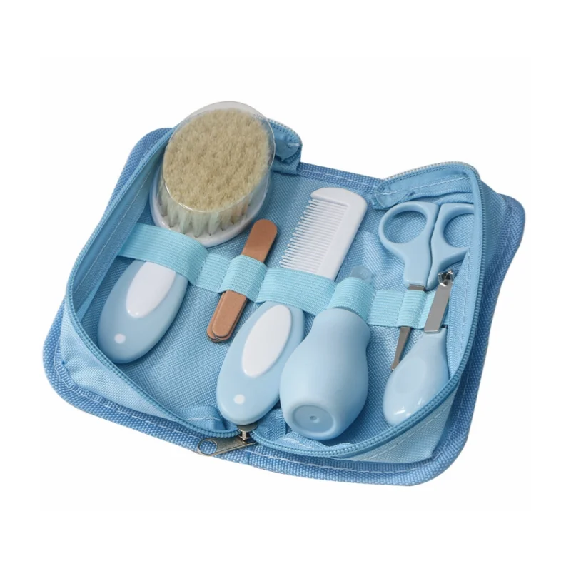 Kit de cuidados do bebê de 6 peças, inalador nasal, aparador de unhas, escova, arquivo, pente, tesoura, limpeza diária e acessórios de cuidados para o bab