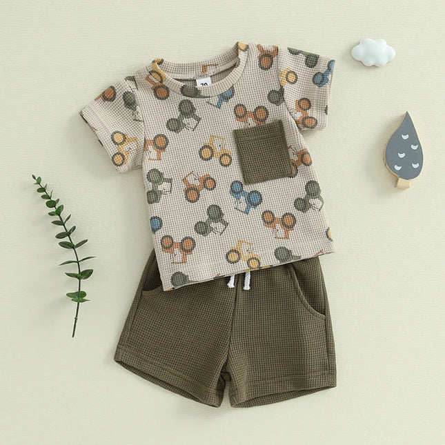 Conjunto Infantil Verão Trator – Camiseta + Shorts