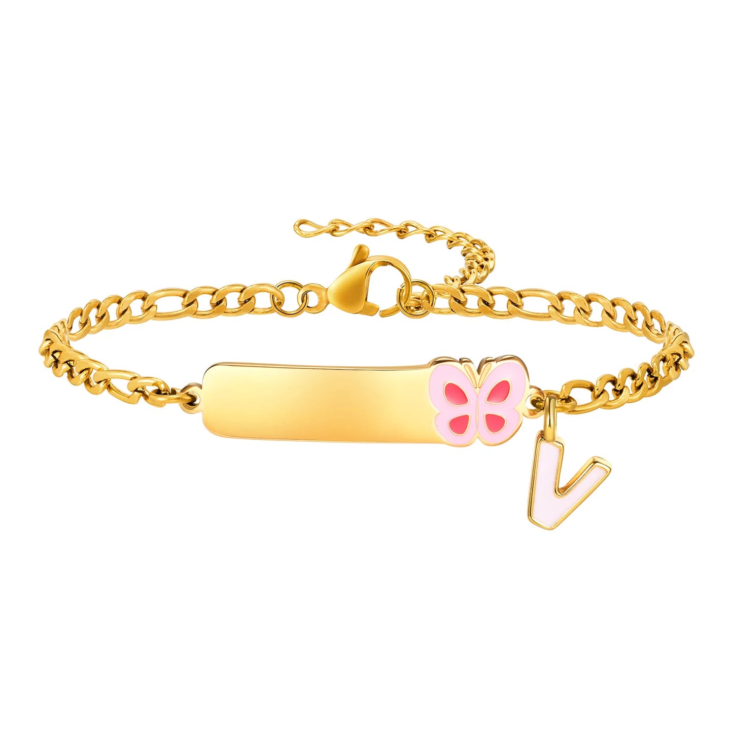 Pulseiras com pingentes iniciais Vnox A-Z para bebês meninas, pulseiras com identificação de data de aniversário com nome personalizado, presente de batismo de aço inoxidável antialérgico