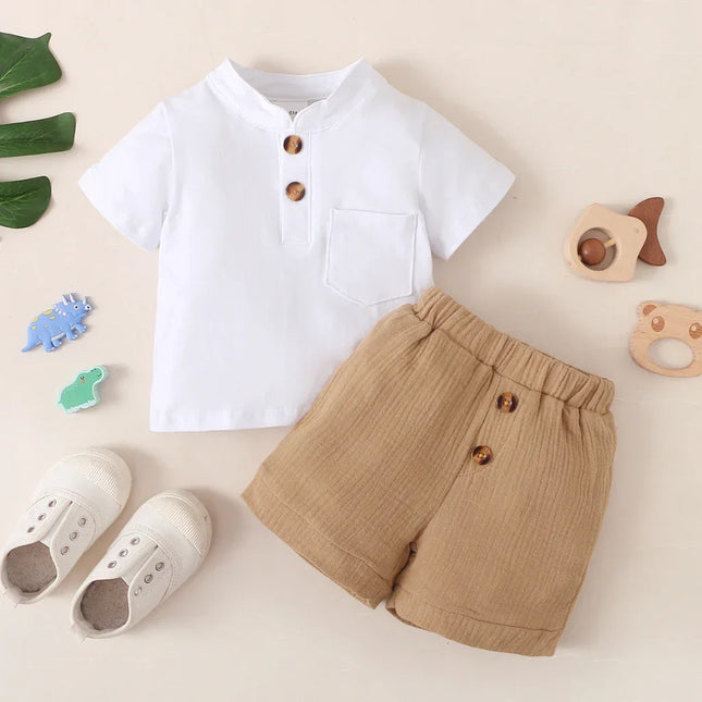3-24 Meses Infantil Bebê Menino Roupas Set Branco Mangas Curtas T-shirt Shorts 2PCS Verão Diário Casual Outfit para Criança Menino