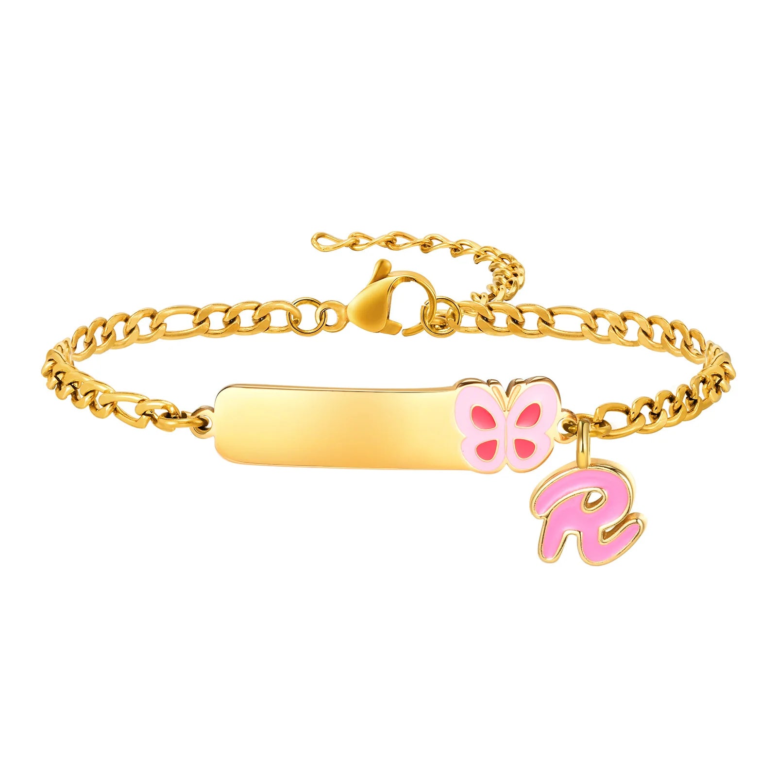 Pulseiras com pingentes iniciais Vnox A-Z para bebês meninas, pulseiras com identificação de data de aniversário com nome personalizado, presente de batismo de aço inoxidável antialérgico