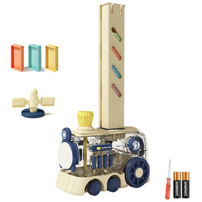 Blocos de construção do carro elétrico Domino para crianças, colocação automática, dominó, trem, Kits DIY, brinquedos educativos, presentes para crianças, 240 pcs