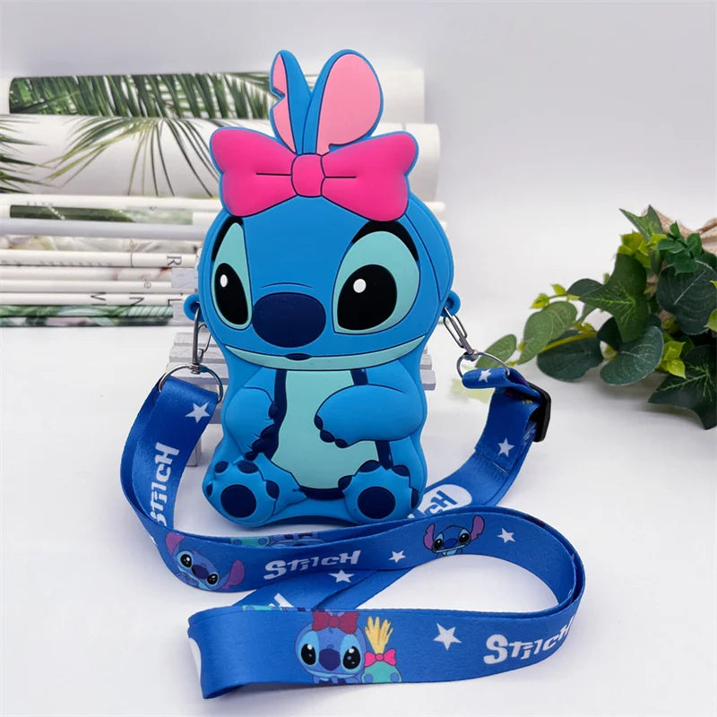 Disney-Lilo e Bolsa de Ombro Stitch para Crianças, Bolsa Silicone, Figura Anime dos Desenhos Animados, Acessórios Fashions, Bolsa Feminina, Presente