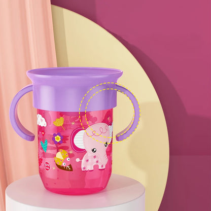 Bebê Aprendendo Beber Cup com Double Handle Flip Lid, Rotação de 360 graus, Bebês Leakproof Copos de água, BPA Free Bottle