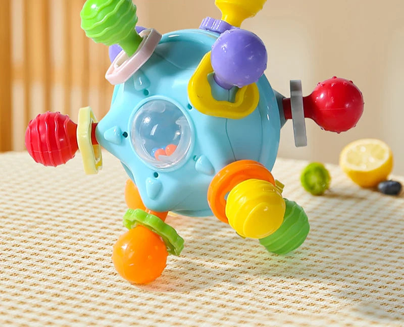 Manhattan Star Soft Silicone Hand Grab Ball Chocalho Infantil Mastigável, Criança Dentes Calmante Brinquedo Sensorial Do Bebê, Presente Recém-nascido