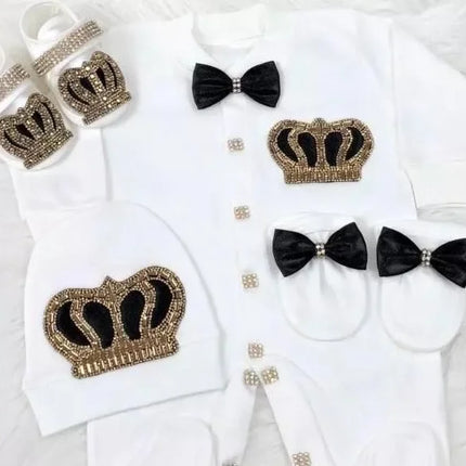 Nome personalizado bebê macacão menino algodão roupas de bebê recém-nascido 0-3 mês strass coroa jurken branco pijamas do bebê conjunto para meninos