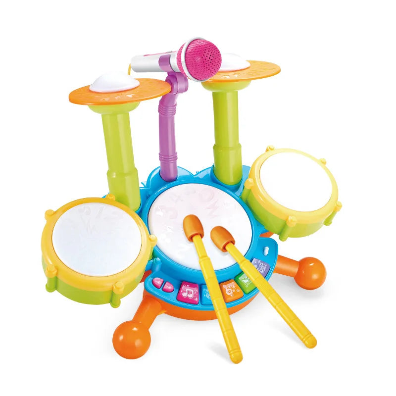 Conjunto de Bateria Musical para Crianças, Instrumentos Educativos, Brinquedos para Crianças e Meninas, Microfone, Atividades de Aprendizagem, Presentes para Crianças de 1 a 3