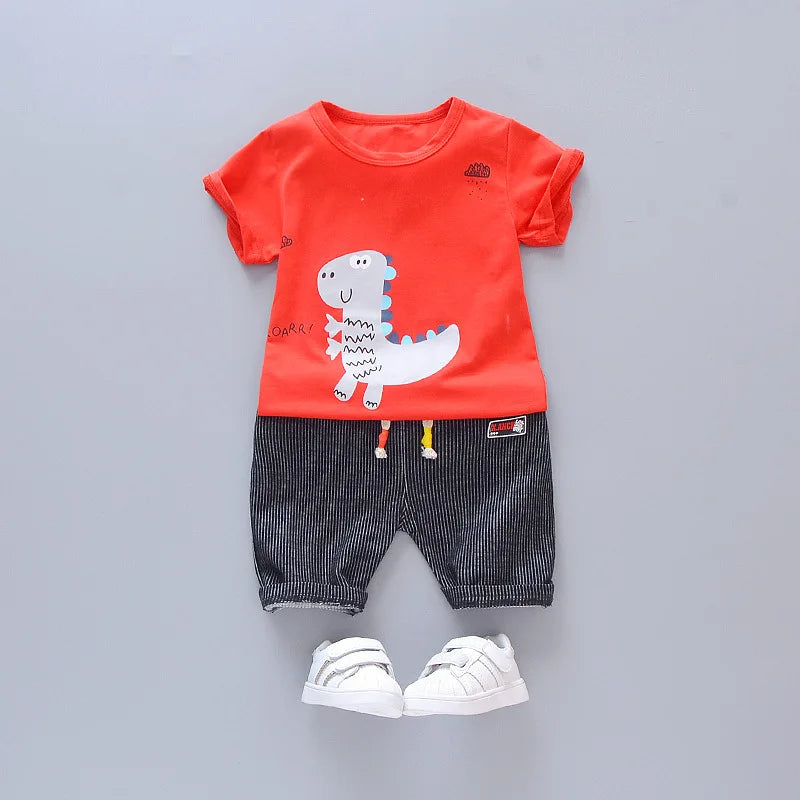 Conjunto de t-shirts e calções infantis, roupa de bebé menina, fatos de treino infantis, fato casual infantil, verão, novo, 2 peças