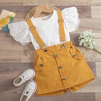 Conjuntos de verão de algodão feminino, Top e macacão, Fatos de bebé Little Princess, Roupa de criança, 2 anos, 3 anos, 4 anos, 5 anos, 6 anos, 2024