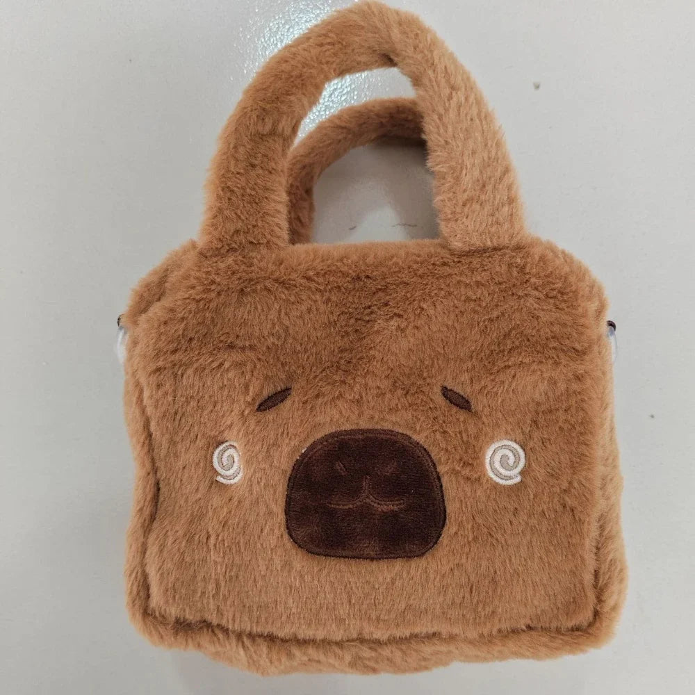 Bolsa de pelúcia dos desenhos animados para crianças, Anime Peripheral Products, Boneca Kapybara bonito, Crossbody Coin Bag