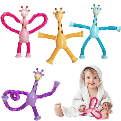 Natal Ventosa Brinquedos para Crianças, Tubos Pop, Alívio do Estresse, Telescópico Girafa, Montessori Brinquedo Educacional Aprendizagem, Presente Kids