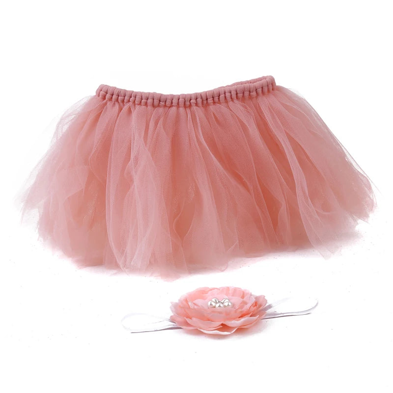 Adereços para fotografia de bebê recém-nascido, fantasia infantil de princesa fofa com faixa de cabeça de flor, acessórios para meninas, vestido de saia tutu